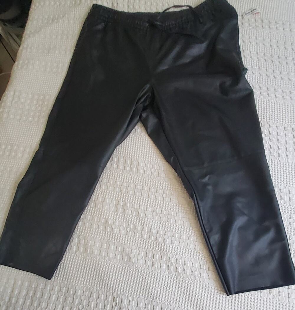 Old Navy Faux Leather Ankle Trouser Pants Womens S Black Pull On NWT Sz XXL